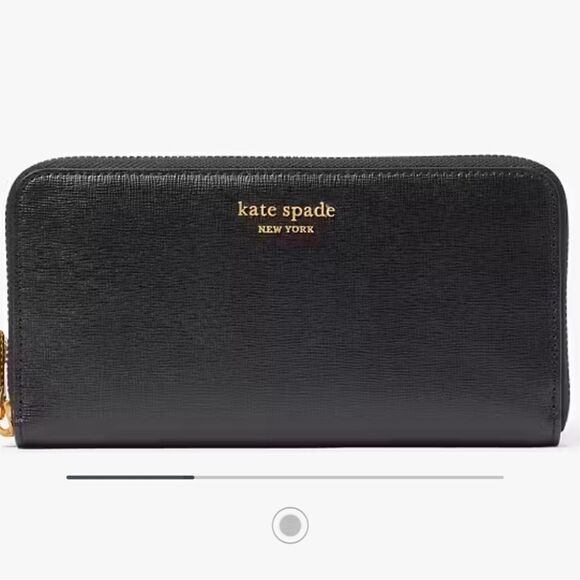 Kate Spade Black Saffino Leather Zip Around Large Wallet - Picture 1 of 6